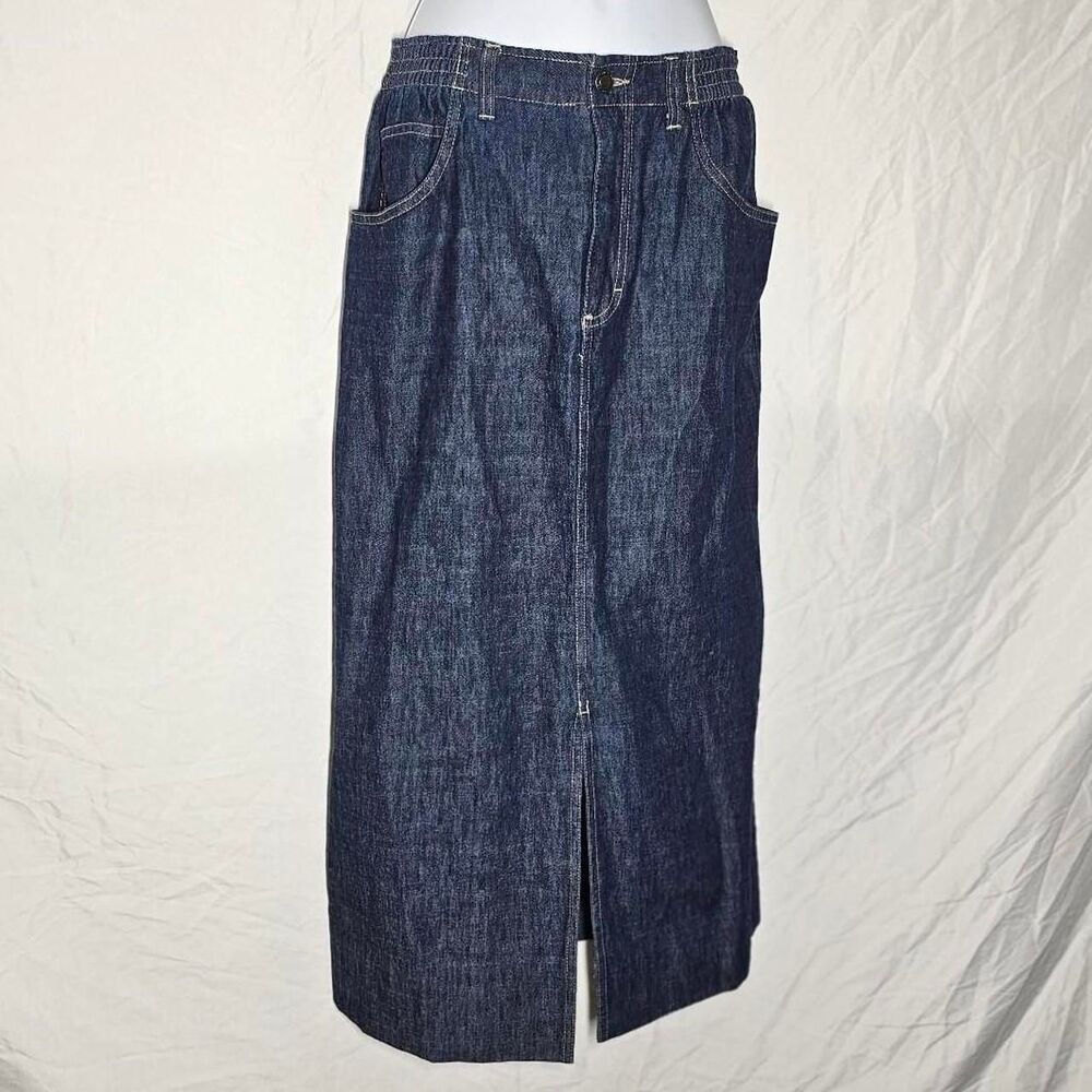 vintage 90s y2k faded glory midi denim skirt